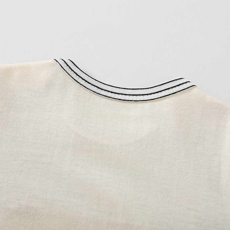 Bear Print Short-Sleeve Baby Romper