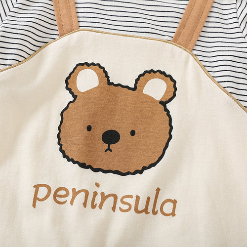 Bear Print Short-Sleeve Baby Romper