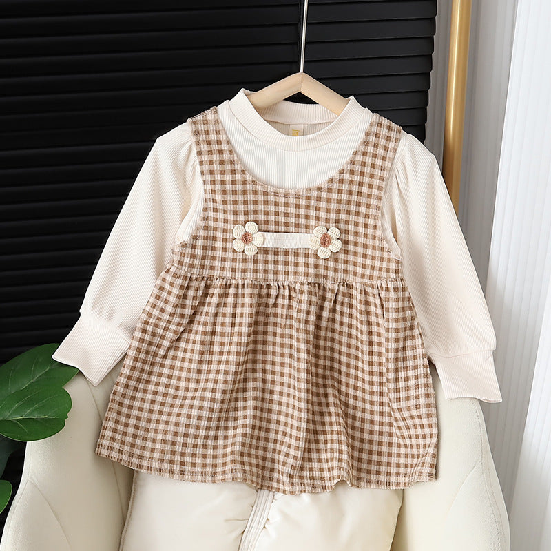 Long-Sleeve Baby Dress Set – Round Neck Design