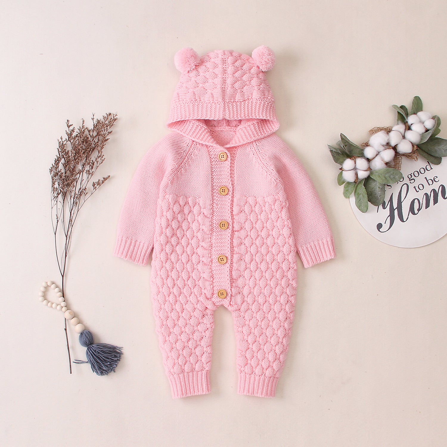 Cozy Knit Hooded Baby Jumpsuit