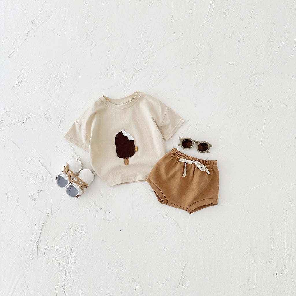 Girls’ Ice Cream Patch Tee & Shorts Outfit
