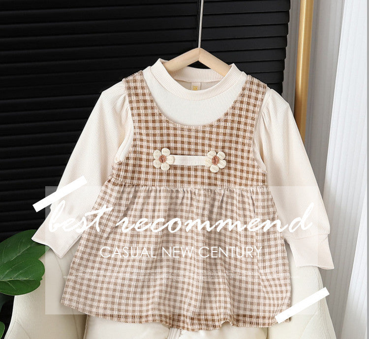 Long-Sleeve Baby Dress Set – Round Neck Design