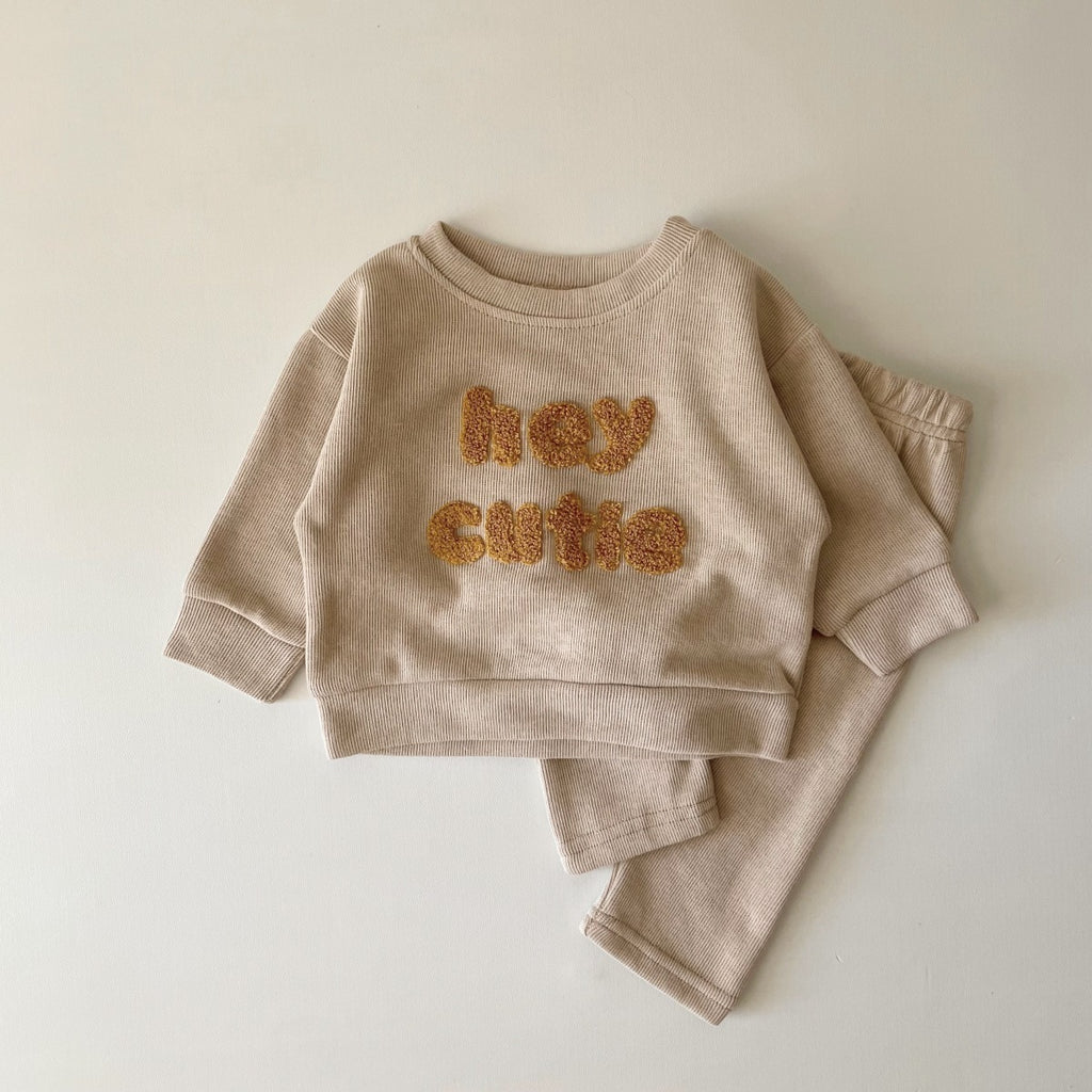 Alphabet Embroidered Two-Piece Baby Outfit