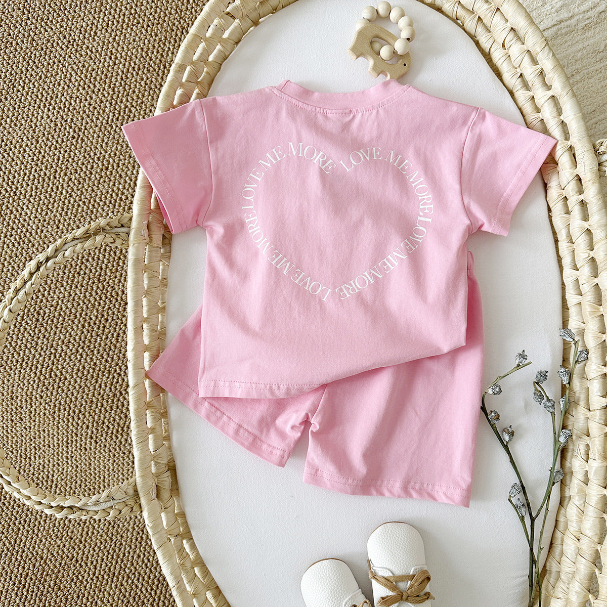Heart Print Two-Piece Baby Outfit