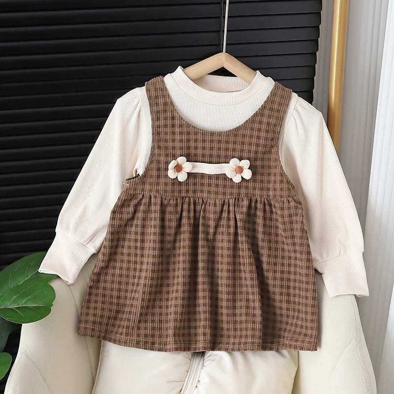Long-Sleeve Baby Dress Set – Round Neck Design