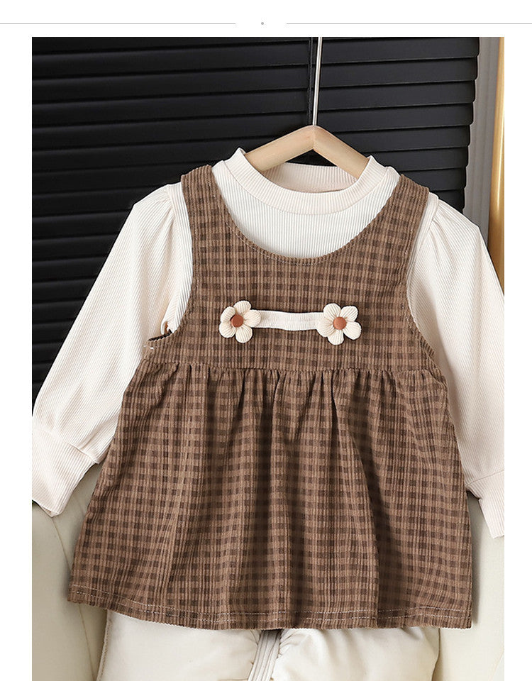 Long-Sleeve Baby Dress Set – Round Neck Design