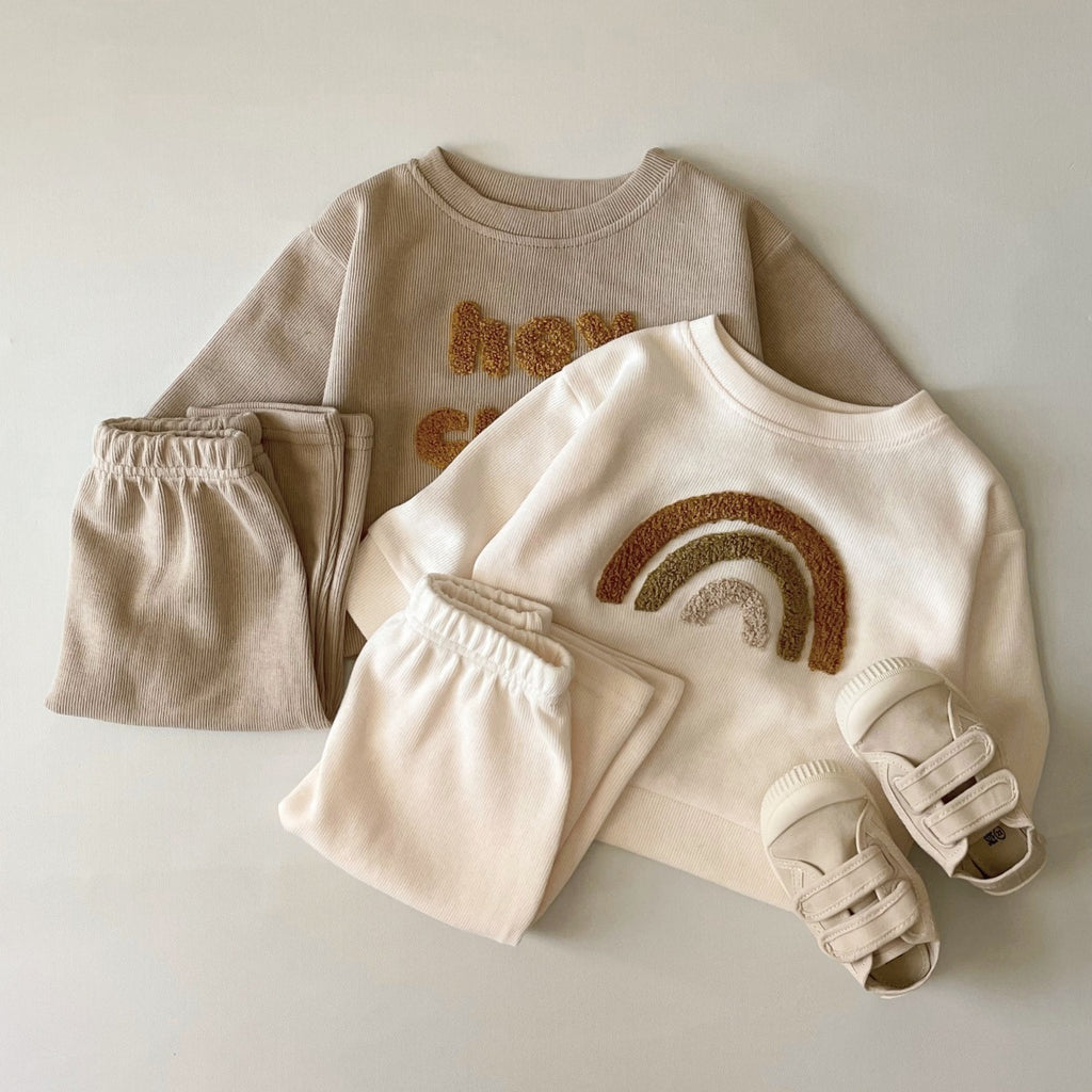 Alphabet Embroidered Two-Piece Baby Outfit